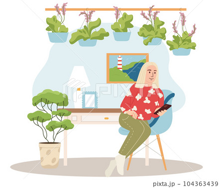 Green Workplace Flat Composition Green Workplace Flat Composition 104363439