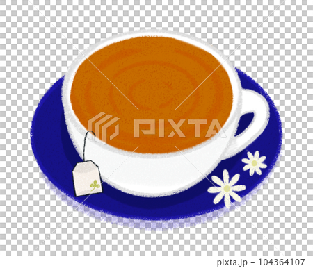お洒落なティーカップと紅茶（ハーブティー） 104364107