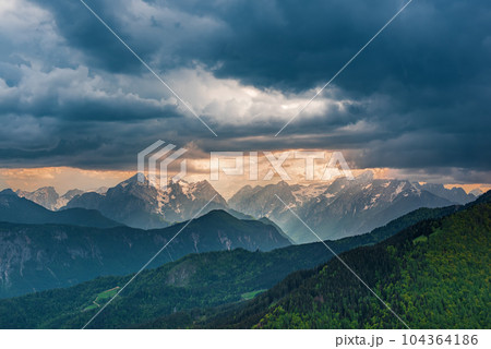 Dramatic sky mountains 104364186