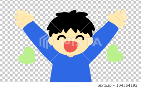 万歳をして喜んでいる男の子のイラスト 104364192