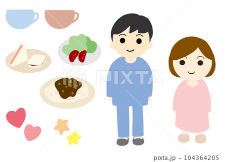男女のかわいいイラストセット 104364205