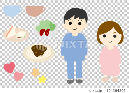 Cute illustration set of men and women 104364205