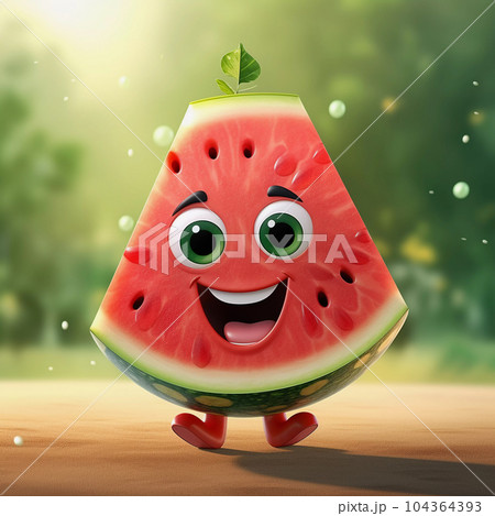 Cute Watermelon Happy Cartoon Character Cute Watermelon Happy Cartoon Character 104364393