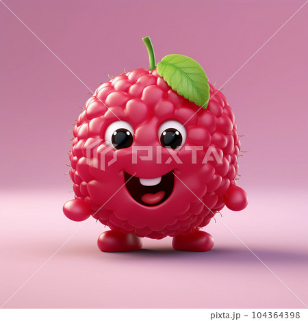 Cute Raspberries Happy Cartoon Characterのイラスト素材 [104364398] - PIXTA