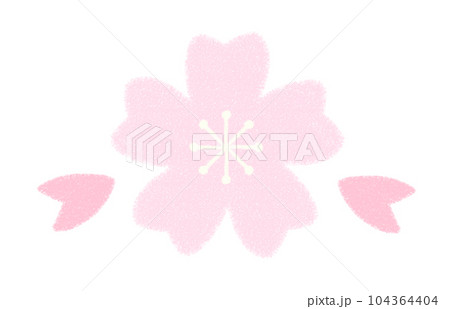 ゆるかわいい 色鉛筆風の桜の花 ゆるかわいい 色鉛筆風の桜の花 104364404