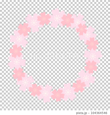 Light pastel pink cherry blossom wreath frame 104364546