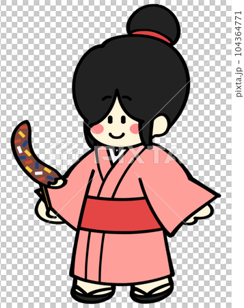 チョコバナナを持った浴衣の女性イラスト素材 チョコバナナを持った浴衣の女性イラスト素材 104364771