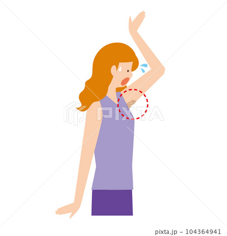 脇毛の処理忘れに焦る女性 104364941