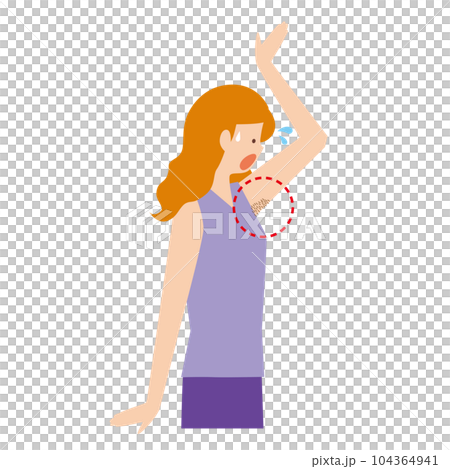 脇毛の処理忘れに焦る女性 104364941