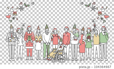 介護関係の人々のクリスマス フレーム 介護関係の人々のクリスマス フレーム 104364987