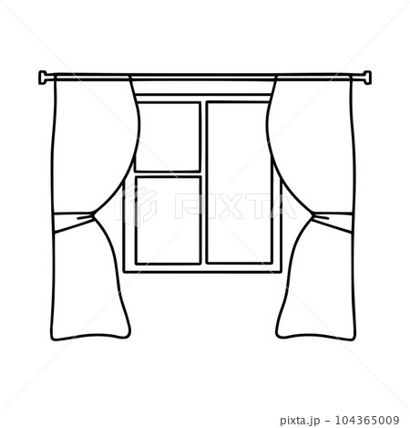 Window and curtains, vector interior of home room. House window Vector illustration Window and curtains, vector interior of home room. House window Vector illustration 104365009