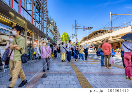 東京上野の都市風景　上野公園通り 104365419