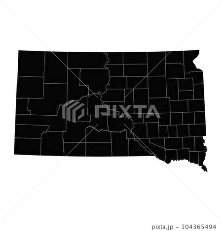 South Dakota state map with counties. Vector illustration. 104365494