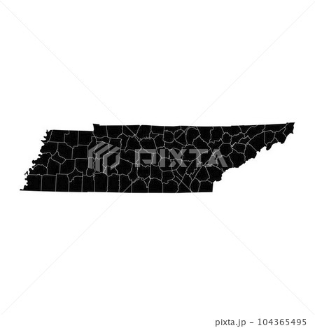 Tennessee state map with counties. Vector illustration. 104365495
