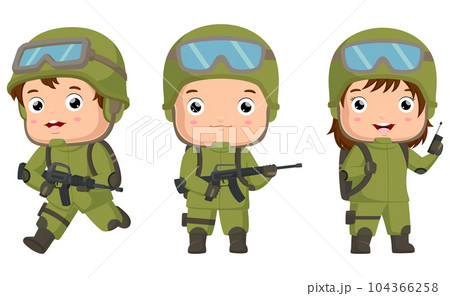 Set of cute soldier children cartoon 104366258