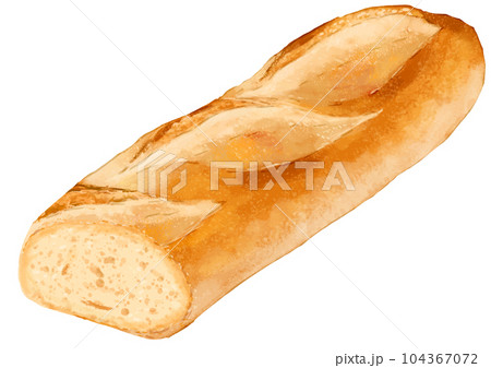こんがり美味しい！リアルなフランスパン断面のイラスト素材