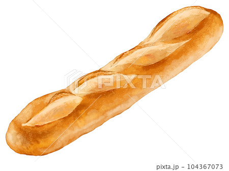 こんがり美味しい！リアルなフランスパン1本のイラスト素材 [104367073
