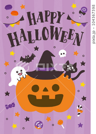 かわいいハロウィンデザインのポストカード 104367398