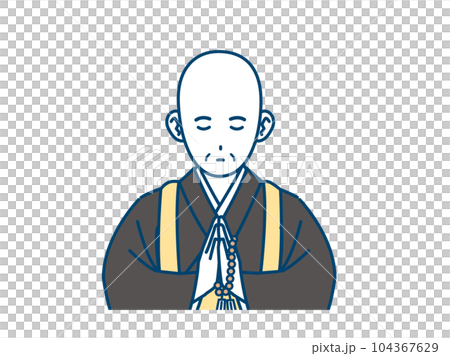 一個和尚雙手合十的插圖 一個和尚雙手合十的插圖 104367629