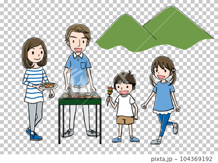 山でバーベキュー 104369192