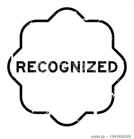 Grunge black recognized word rubber seal stamp on white background 104369209
