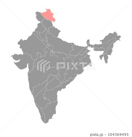 Ladakh region map, administrative division of India. Vector illustration. 104369493