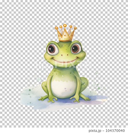 Watercolor princess frog isolated. Illustration Generative AI 104370040