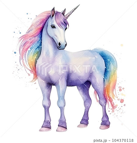 Beautiful and powerful fantasy rainbow unicorn. - Stock Illustration  [104241357] - PIXTA