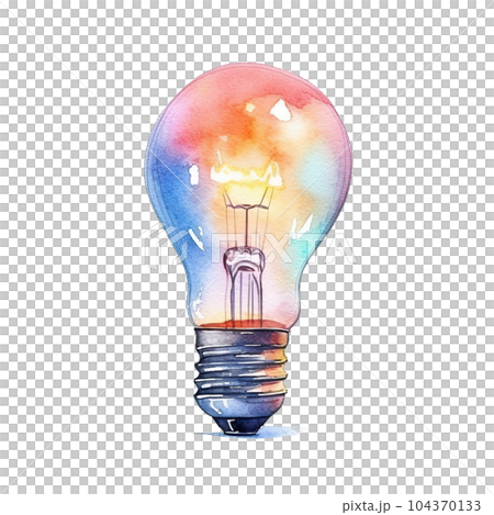 Watercolor Idea Light Bulb. Illustration AI Generative 104370133