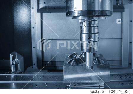 The CNC milling machine rough cutting the injection mold parts by indexable tools. The CNC milling machine rough cutting the injection mold parts by indexable tools. 104370306