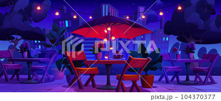 Night romantic outdoor street city cafe table Night romantic outdoor street city cafe table 104370377