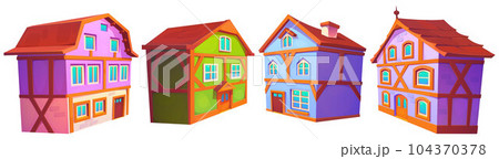 Old medieval germany town building vector set Old medieval germany town building vector set 104370378