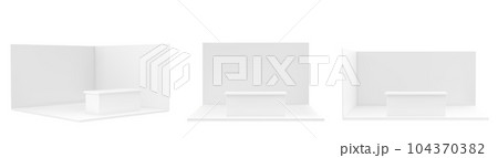 3d white stand booth for presentation event mockup 104370382