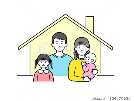 一軒家に住む家族イラスト 104370686