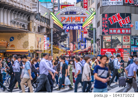 日本の東京都市景観 東京減↓に！・定点把握で前週より減。賑わうアメ横、感染爆発は無い＝6月27日 104371022