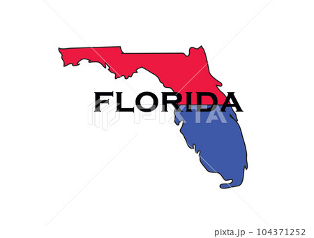 Politically split state of Florida with half red and blue. 104371252