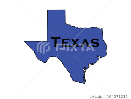 Politically liberal blue state of Texas with a map outline. 104371253
