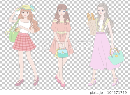 fashion girl illustration holding a bag fashion girl illustration holding a bag 104371759