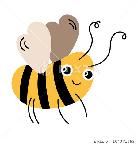 Cute Honey Bee with Striped Body as Farm Animal Vector Illustration 104371965