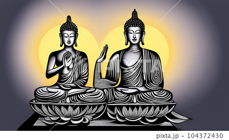 Buddhas meditating - Generative AI 104372430