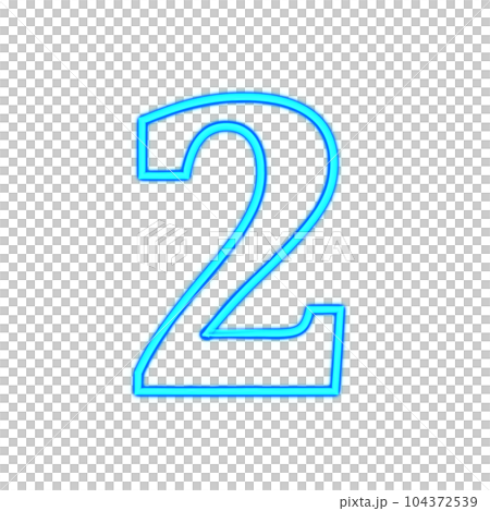Blue glowing neon number 2. Blue glowing neon number 2. 104372539