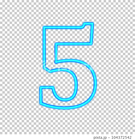 Blue glowing neon number 5. Blue glowing neon number 5. 104372542