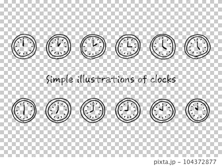 ペンを使った手描きの時計のイラスト素材 104372877