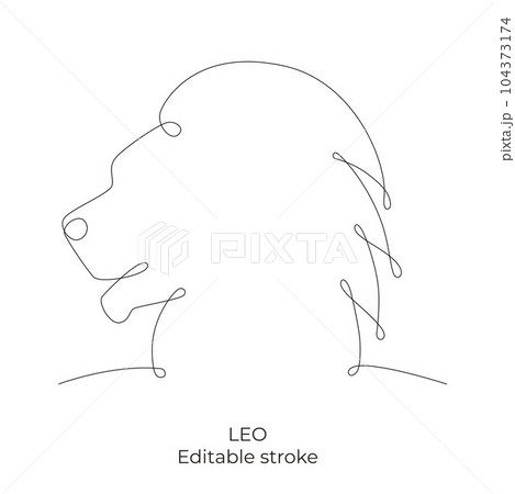 Leo zodiac constellation one single hand drawing continues line. Vector stock illustration isolated on white background. Editable stroke line. EPS10 104373174