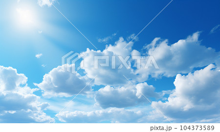 晴天の空にまぶしい太陽2 104373589