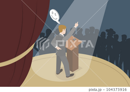 3D Isometric Flat Vector Conceptual Illustration of Lying Politician 104373916