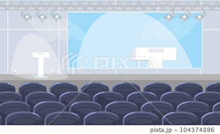 Empty conference hall with stage and seats for guests vector illustration 104374896