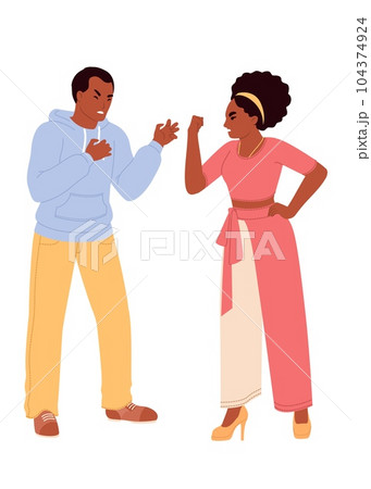 Family conflict vector illustration wife and husband quarrelling Family conflict vector illustration wife and husband quarrelling 104374924
