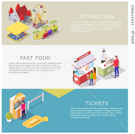 Amusement park vector web banner template set 104374962