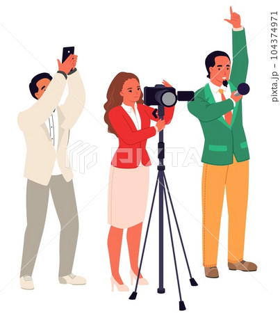 Journalists crew vector news presenters team illustration 104374971